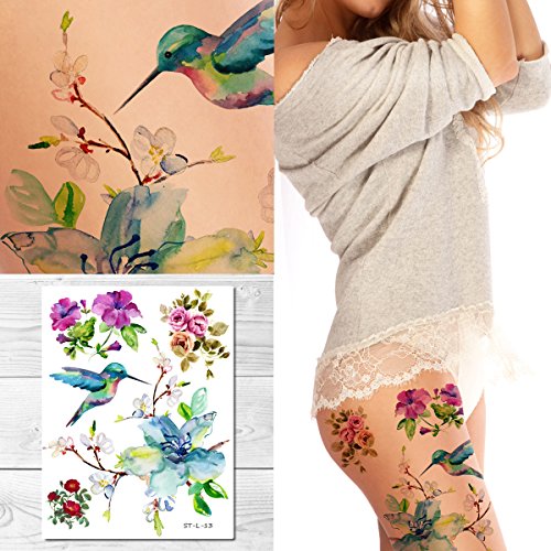 Večera_ privremene tetovaže-proljetno cvijeće i Kolibri