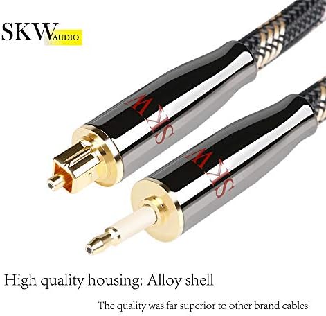 SKW Mini Toslink toslink mužjaka do muškog optičkog digitalnog audio kabela visoko ojačan prozirna polimerna jezgra najlon u pletenicama