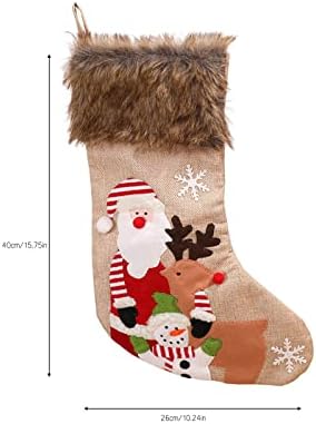 2022 Božićni laneni vez velike božićne čarape ukrasi poklon vrećica torba za slatkiše Poklon vrećica s privjeskom božićne čarape stolice