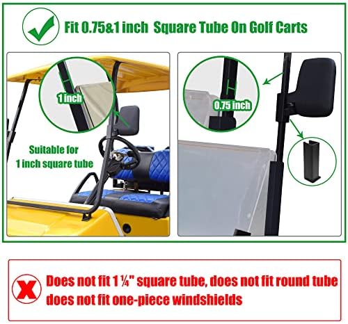 Nokins golf kolica bez bušenja savijanje bočnog retrovizora HD staklo za klupski automobil Ezgo i Yamaha Golf kolica Sklopni ogledalo