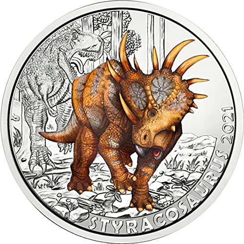2021 de živopisna stvorenja Powercoin Styracosaurus albertensis Supersaurus Sjaj u tamnom novčiću 3 € Euro Austrija 2021 bu briljantno