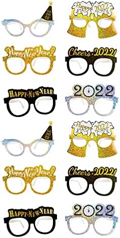 Kesyoo sjaj usne set 12pcs sretne novogodišnje naočale Okviri smiješni 2022 Nova godina zabave naočale proslava zabave za foto rekvizite