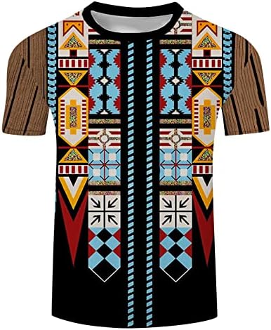 Muške vojničke majice kratkih rukava, ljetne majice s okruglim vratom i 3-inčni aztečki etnički boho print sportske majice za vježbanje