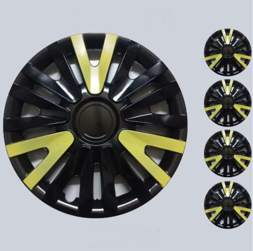 Copri set od 4 kotača od 14 inča crno-žute hubcap Snap-on odgovara Mercedesu