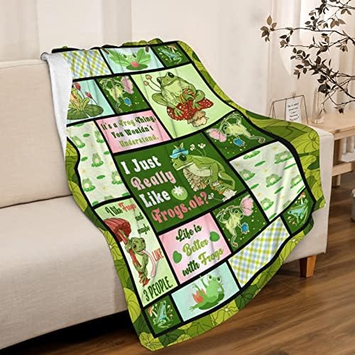 Slatka žaba Collage Bling pokrivač, poklon za žene, bacanje mekih flanela gljiva, žabe trisne plišne, topla žaba, u kauču s kaučama