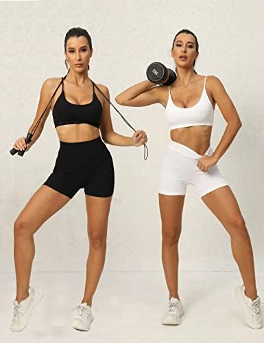4 komada seta za vježbanje za žene rebraste bešavne staze odjeće Sportski grudnjak Visoki struk Aktivni setovi Aktivni setovi