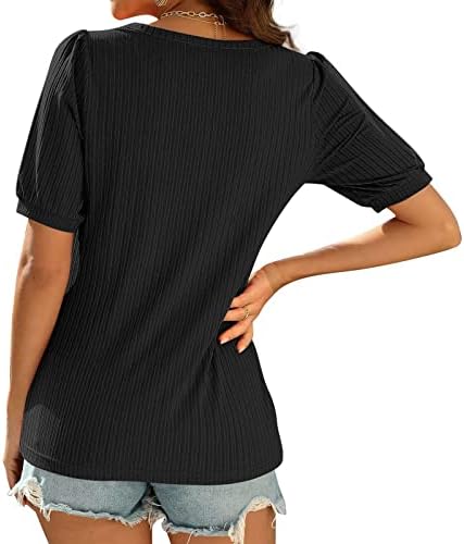 UIKMNH Ženske košulje Ljetne majice Pola rukava majice Napuhani rukav običan opušteni prsluk