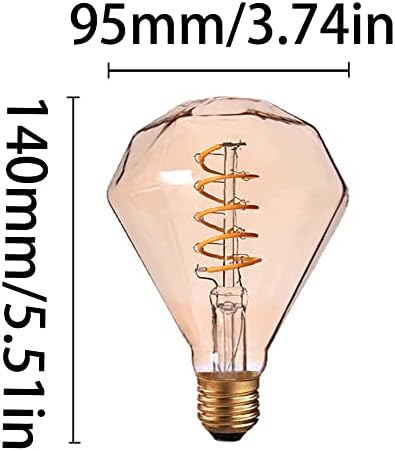 E26 3 W Ромбовидная žarulja D95 Starinski led dekorativna svjetiljka od amber stakla Edison Light Ekvivalent od halogene žarulje snage