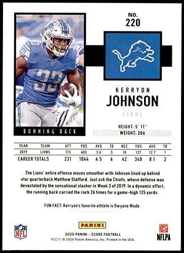 2020. rezultat 220 Kerryon Johnson Detroit Lions NM/MT Lions Auburn
