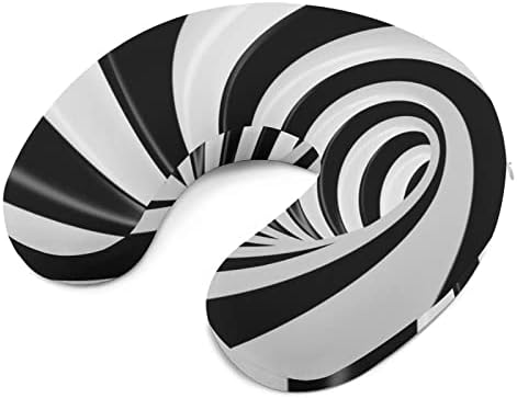 Psihodelični crno -bijeli vrtložni jastuk Pjena pjena Putni jastuk za vrat u oblikovan za potporu za vrat glave
