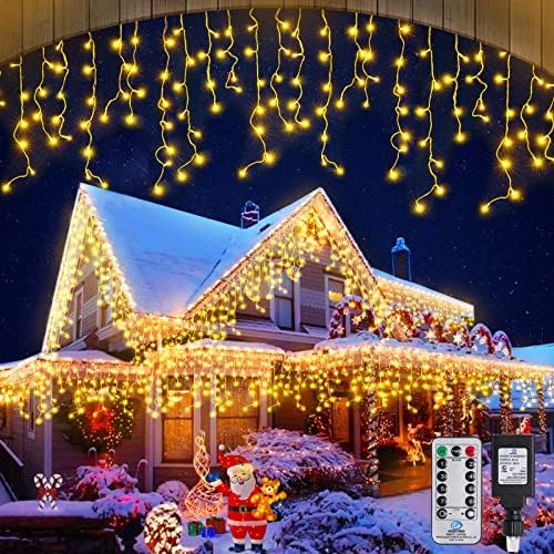 Božićne lampice za ledenje vanjske ukrase 1008 LED 98,4 ft icicle nizovi sa 189 kapi, 8 moda zavjesa vila i ledenih lampica za božićno