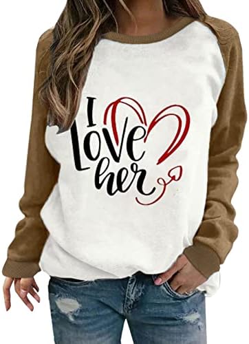 Sretno Valentinovo ženske modne trenirke Slatko srce pulover Top Crewneck košulje s dugim rukavima izlazeći bluza