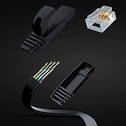 CAT 6 Ethernet kabel 1 ft - s ravnim, uštedama prostora, brzim zakrpama Internet i Network LAN, RJ45 konektori - [1FT / Grey / 6 Pack]
