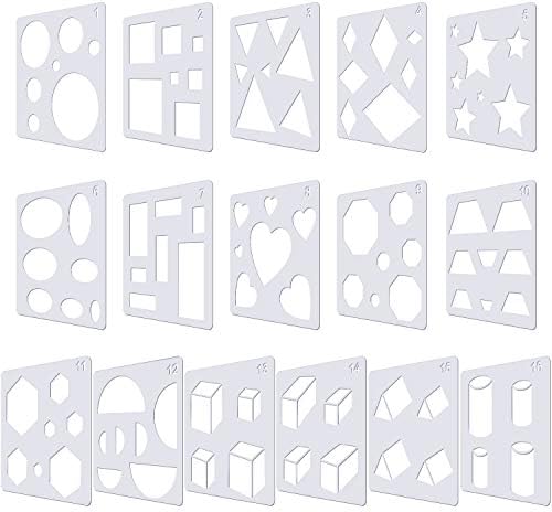 Set šablona od krede od 16 komada plastični predložak za crtanje šablona za crtanje geometrijskog oblika šablone za crtanje kod kuće