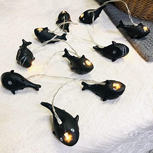 5,4 ft crnih morskih morskih pasa, 10 LED crne tematske morske morske morske morske pasete, baterija za kućnu zabavu za Halloween crni