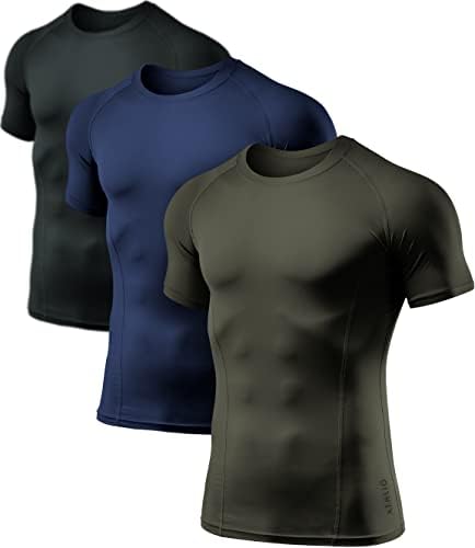 Athlio 1 ili 3 pakirati muške hladne košulje za kompresiju kratkih rukava, sportske majice majice vrhovi, atletska majica za vježbanje