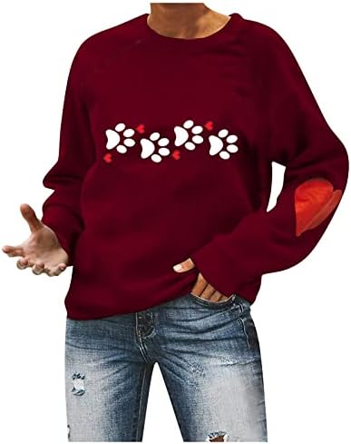 Jjhaevdy sretne majice za Valentinovo okrugli vrat vrhovi dugih rukava pulover ljubavi srce grafičke dukseve par majice vrhovi