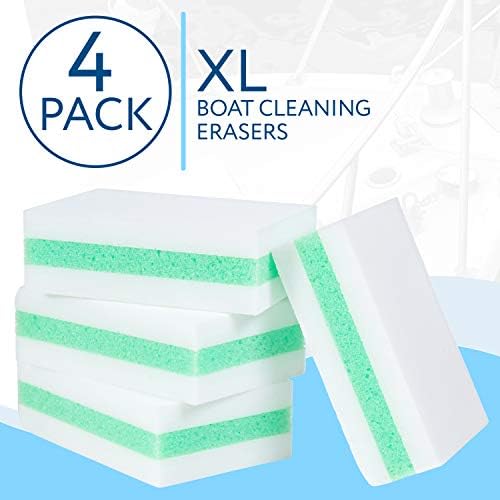 Eraser za brisanje broda 4 Pack - XL Eraser Cleans Cleaner - napravljen u SAD -u - Učinkovito čisti oznake i prljavštinu od stakloplastike,