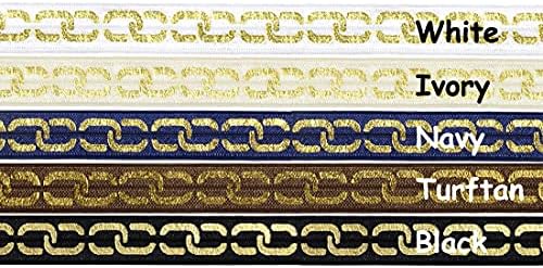 5 jardi 5/8 zlatni lanac s tiskanom folijom koji se preklapa preko rastezljive satenske vrpce od spandeksa dječja traka za glavu kravata