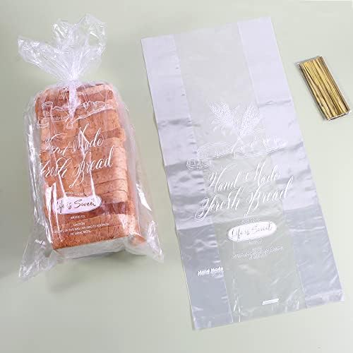 50 pakiranja plastičnih vrećica za kruh s vezicama, tiskane vrećice za kruh od 8,4,18 inča, pekarski proizvodi za poklone za domaći