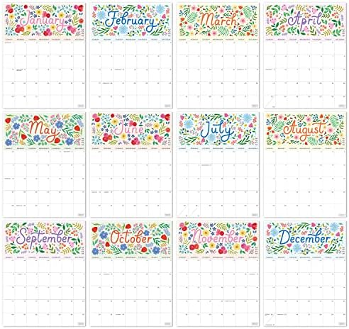S&O pet boja Cvjetni zidni kalendar od siječnja 2023. - lipnja 2024. - Mjesečni kalendar za sušenje - 18 -mjesečni akademski zidni