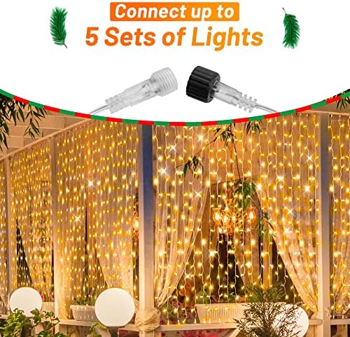 Knobožićna ubodna zavjesa svjetla, svjetla za zavjese za spavaću sobu, 200 -a sa spojenim 8 modusi USB konektori, vilinska svjetla