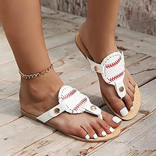 Flip Flops za žene, ženske ljetne modne sandale za bejzbol ravne papuče Otvorene nožne noge udobne cipele casual plaže cipele