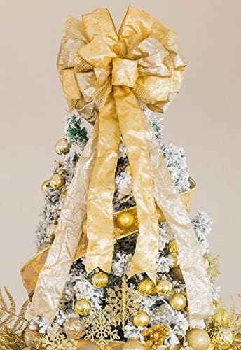 Božićno drvce Topper 12x31,5 inča veliki ukrasni luk s strujačem Wired Edge za Xmas Dekoracije Dekor Home Dekor s pakiranjem jednostruka