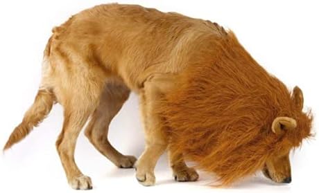 Pas Lion Mane Wig-Light Brown Podesiva udobna smiješna perika s ušima za pseće kostim kućni ljubimac haljina odjeća za kosu za Noć