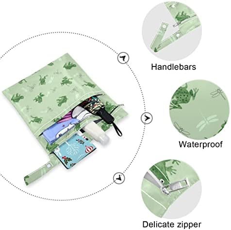 Zzxxb žaba Dragonfly Vodootporna mokra vrećica za višekratnu upotrebu pelena mokra suha torba s džepom s patentnim zatvaračem za putopis