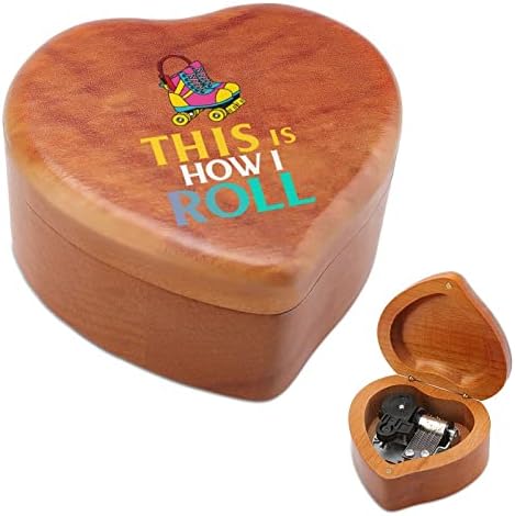 Ovako kotrljam rolete klizaljke drvene glazbene kutije Oblik srca Musical Boxes Vintage Wood Box za poklon