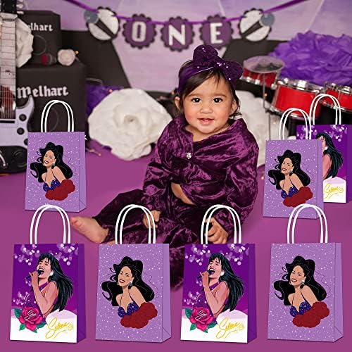 16 PCS SELENA PARTY PAPER Poklon vrećice, 2 Stils Party Favor torbe s ručkama za ukrase za zabavu Selena, dobre torbe za bombone za