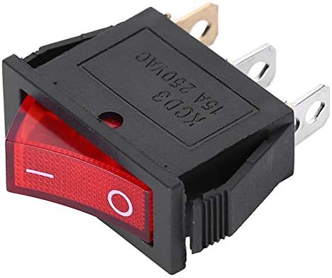 Fafeicy 10pcs 3PIN Switch Rocker, ON/OFF Crveno svjetlo 2pozicije, za ispitne štandove, prekidače za kućanske uređaje, elektroničke