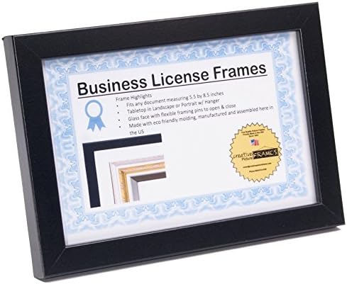 CreativePF- 8,5x5,5-inčni Profesionalni crna poslovna licenca Okvir uključuje Easel leđa sa zidnim vješalicama