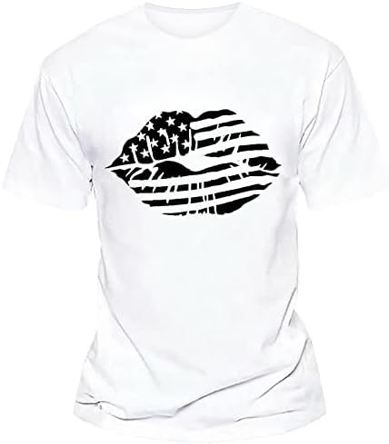 Muška majica s printom zastave za Dan neovisnosti s dva šava Proljeće / Ljeto Sport za slobodno vrijeme udobna majica od spandeksa