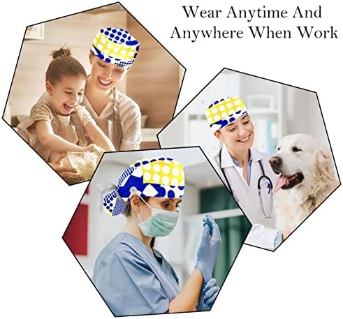 Radna kapa s gumbima medicinska sestra Bouffant Hat Boho Style Constellation Scrub Cap za žene dugu kosu