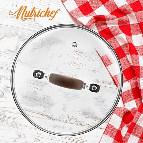 Nutrichef za kuhanje poklopca za kuhanje 2,5 - kvadrat - prozirni stakleni poklopci, naplatak od nehrđajućeg čelika, sigurni perilica
