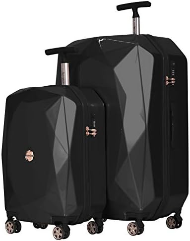 ženski kofer od 3-inčne brave od dragog kamenja u crnoj boji od 2 komada