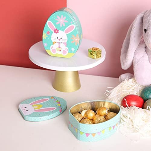 Luxshiny Uskrsna jaja u obliku kutija za bombone 2pcs Tin Bunny Ispis Uskršnji poklon bomboni Poklon kutije Kontejneri Kontejner za