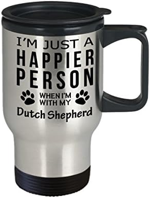 Ljubitelj pasa Putnička kava šalica - sretnija osoba s nizozemskim pastirom -Pet vlasnikom za spašavanje poklona