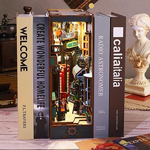 3D drvene zagonetke Bookendes, DIY Knjiga za Nook Kit, Otočni praznični model za izgradnju umetnutih dekor s senzorskim svjetlom, kreativni