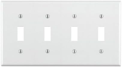 Leviton 88012 4-Gang Topgle Prekidač Switch Switch, standardna veličina, termoset, nosač uređaja, bijela