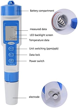 HEEPDD multifunkcionalni digitalni tester vode, ispitivač kvalitete vode visoke točnosti temperature mjerača vodika s LED zaslonom