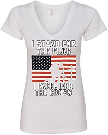 Zalažem se za zastavu koju kleknem za majicu s V-izrezom za križnu žensku majicu