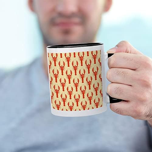 Crveni jastog keramička šalica kreativna crna unutar šalice kave izdržljiva ručka šalice jedinstveni darovi