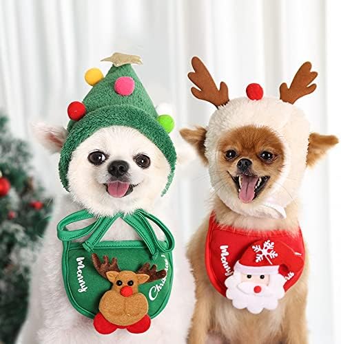 Božićni kostim za pse 2 PCS HAT & BIB SET PET Zima Topla odjeća za male pse Mačke Djeda kape Xmas Poklon za pse