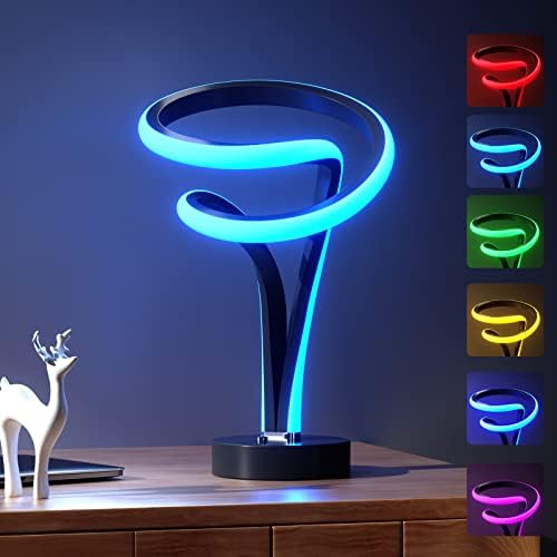 moderna spiralna stolna svjetiljka u 7 boja, 10 načina osvjetljenja, LED svjetiljka na noćnom ormariću, svjetiljka za spavaću sobu