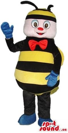 Spotsound Slatka medena pčela u crvenom luku kravata crtana maskota Us kostim