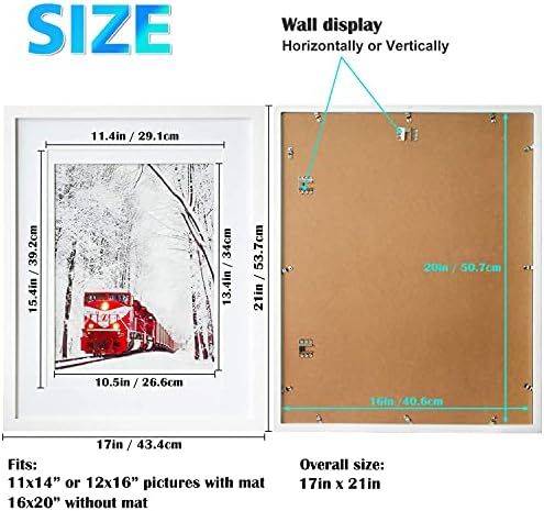Egofine 18x24 i 16x20 Slasni okviri za plakate od čvrstog drveta bijeli - akrilni pleksiglass prednji dio za zid za ugradnju Okvir