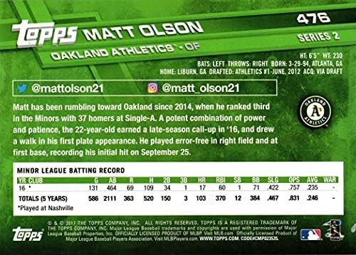 2017 Topps Baseball 476 Matt Olson Rookie Card
